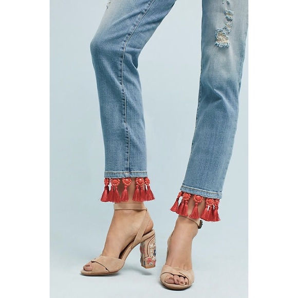 Anthropologie Pilcro Boyfriend Red Tassel hem, 25P - Picture 2 of 7
